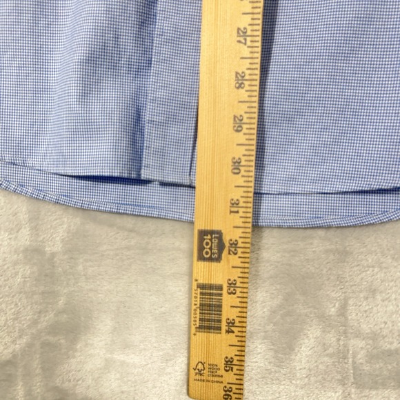 Peter Millar Mens L Nanoluxe Blue White Long Sleeve‎ Button Up Shirt Golf Preppy - Picture 4 of 8